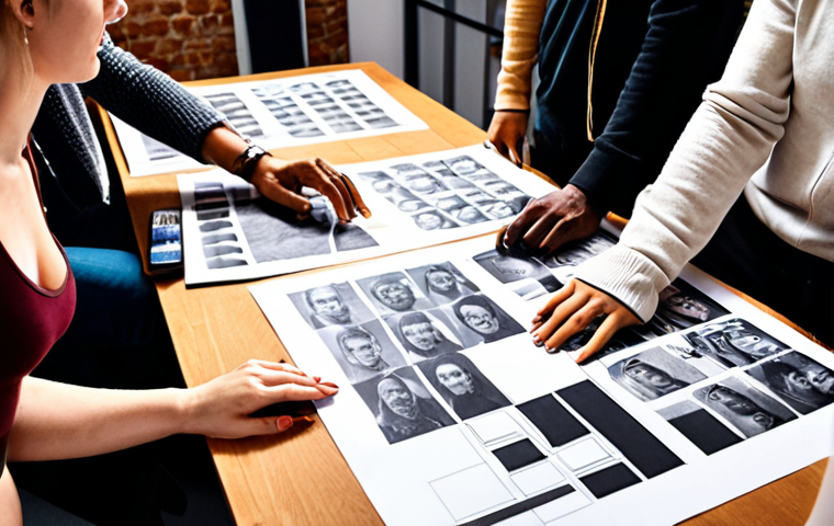 **A collaborative design thinking session at a creative hub, showcasing diverse individuals brainstorming and prototyping.**