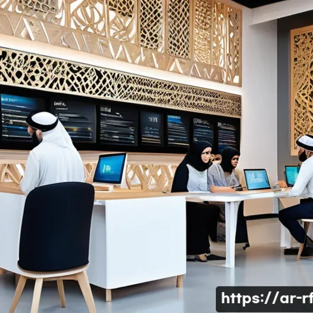 크리에이티브 허브에서의 실험적 접근법 - A modern innovation lab filled with diverse professionals &mdash; Arab engineers, designers, and marketers...