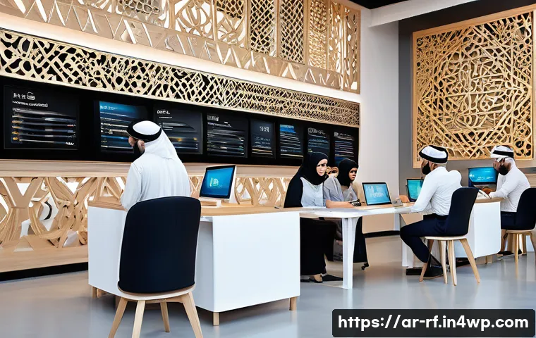 크리에이티브 허브에서의 실험적 접근법 - A modern innovation lab filled with diverse professionals &mdash; Arab engineers, designers, and marketers...