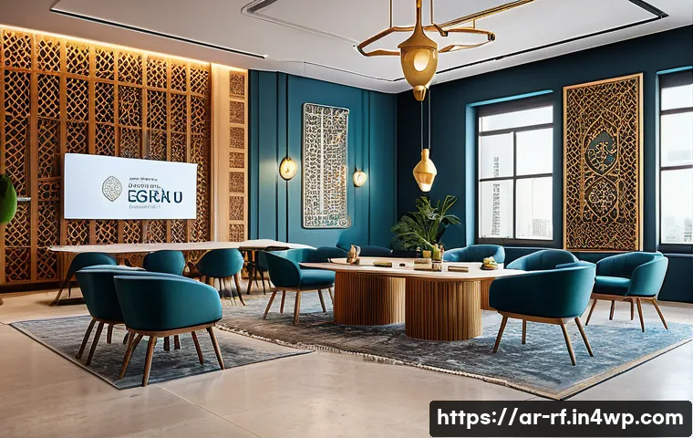 크리에이티브 허브에서의 비즈니스 모델 혁신 - A modern office environment in a Middle Eastern startup, showcasing a diverse team of professionals ...